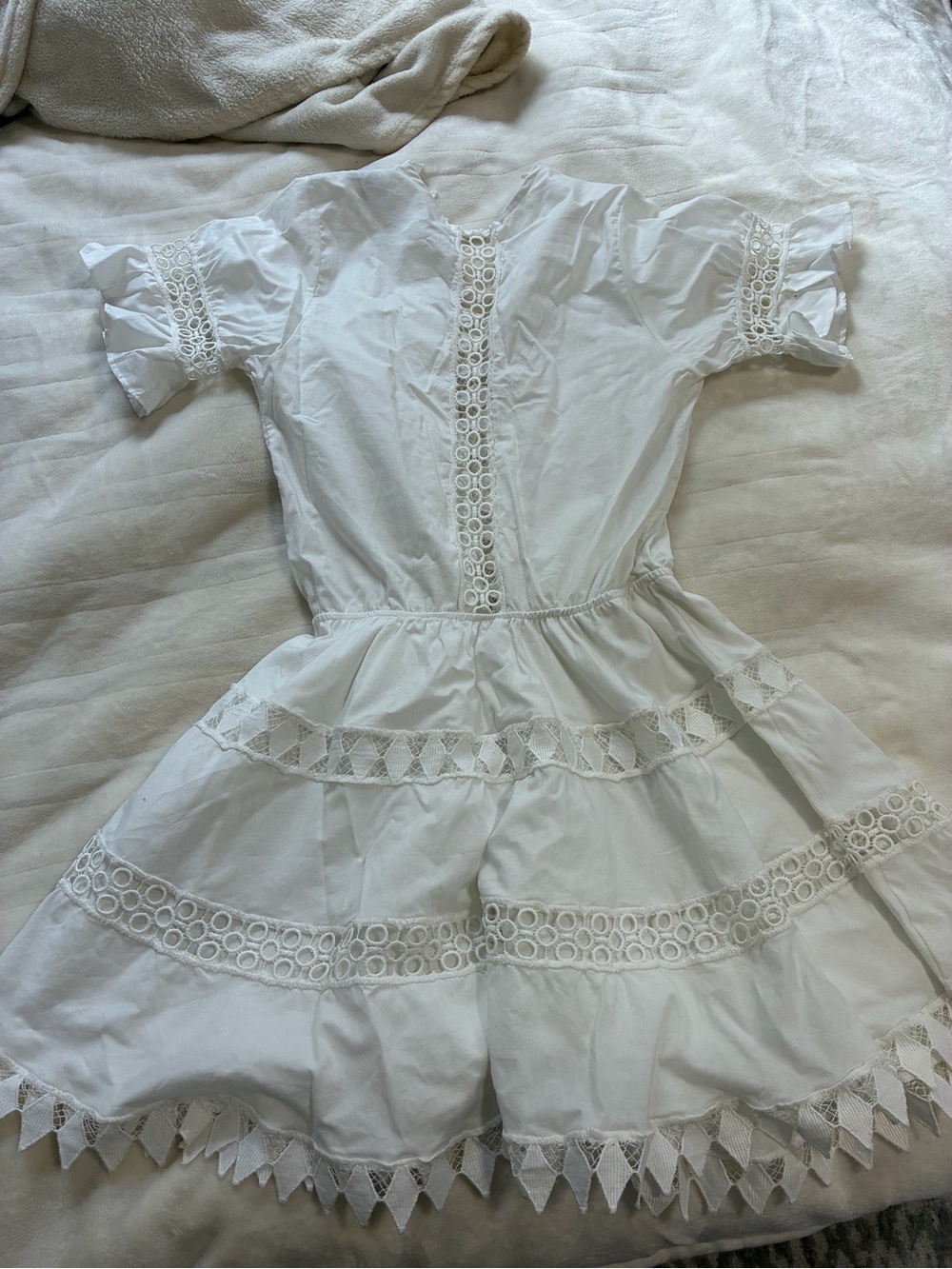 Peixoto White Lace Trim Dress with Eyelet Details - Picture 3 of 3
